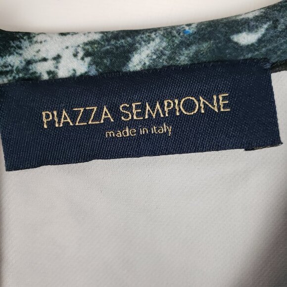 Piazza Sempione Scuba Top Short Sleeve Peplum Blue Gray Marble Size 40 US 6 - Picture 3 of 9